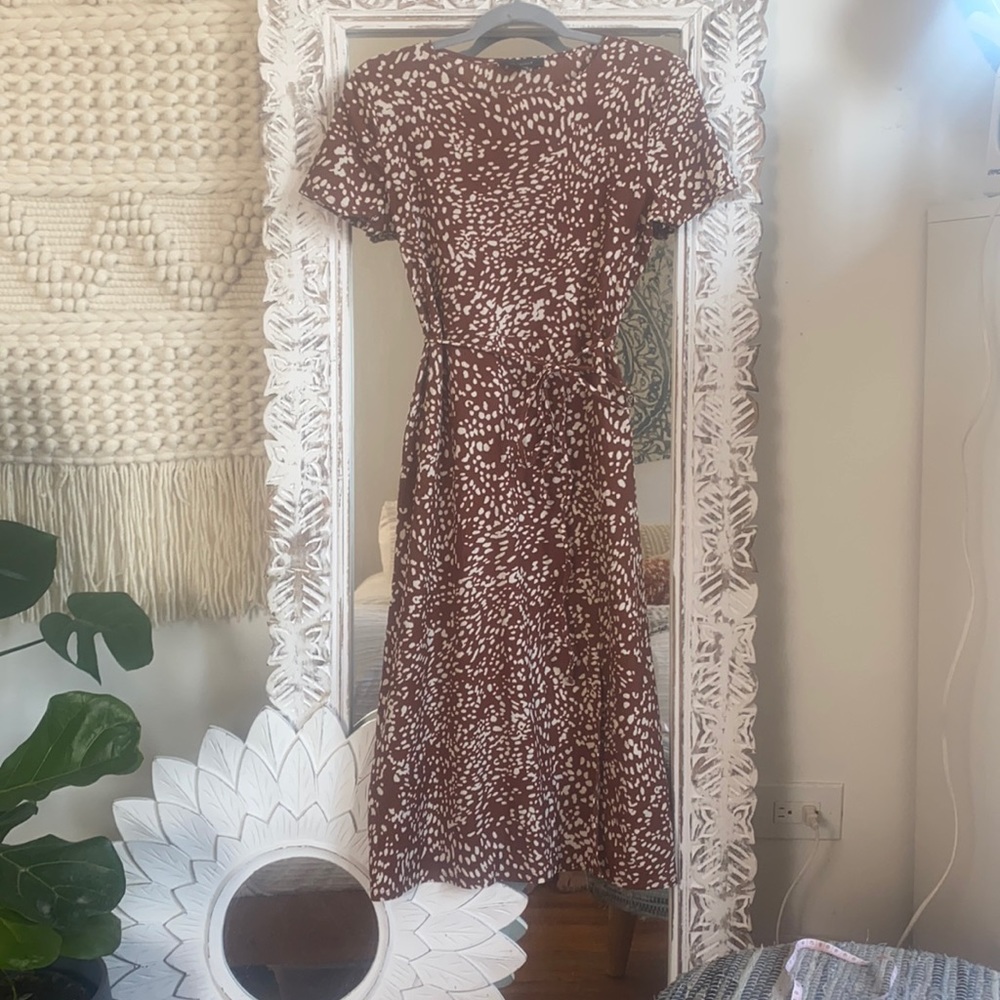 Print Midi Dress with Short Side Slit
